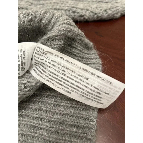 Abercrombie & FitchWomens Sweater S Gray Wool Alpaca Blend Open Knit Chunky - Picture 9 of 10